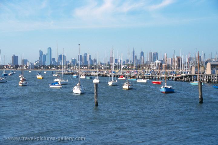 the marina with the city skyline, Melbourne