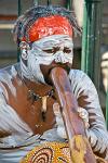Aboriginal musician playing the didgeridoo