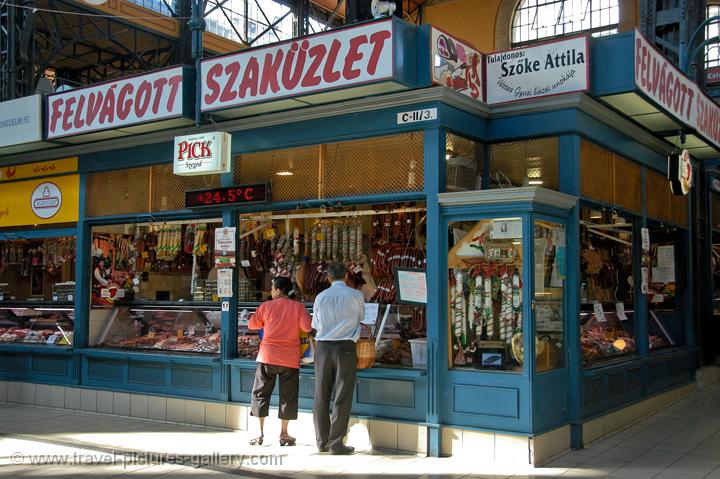 Pictures of Hungary - Budapest - salami shop at the Great market hall