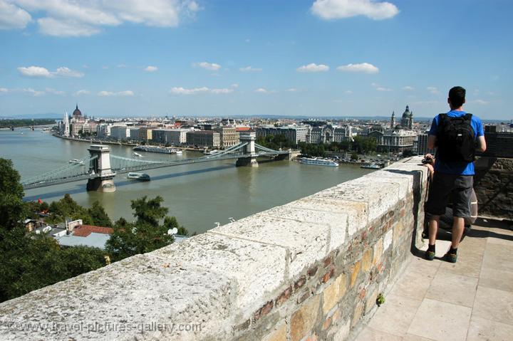 Pictures of Hungary - Budapest - the Danube and Chain Bridge from the Buda Castle Palace