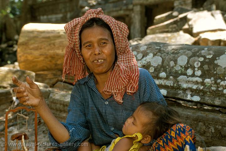 woman with a Khmer head scarf