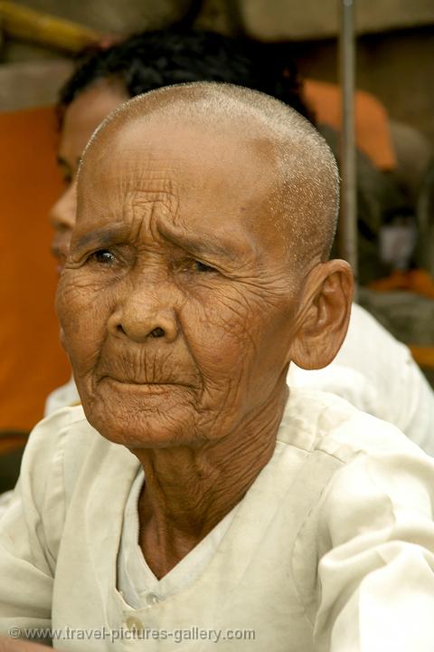 Pictures of Cambodia -Country-People-0023 - elderly nun at Angkor