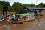 houseboats, floating grocery store on Tonle Sap Lake