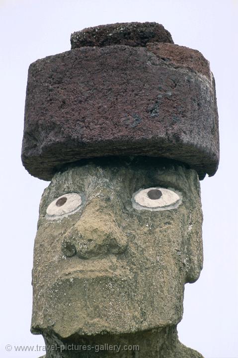 Pictures of Chile- Rapa Nui- Easter Island - moai statue with a top-knot