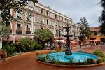 a posh hotel and fountain