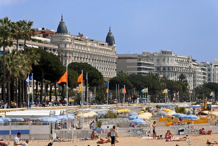 the beach and boulevard at Cannes