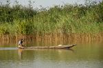a fishing canoe on the river