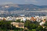 a view over the city with the Temple of Hephaestos