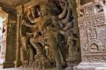 sculpture in a cave at Ellora