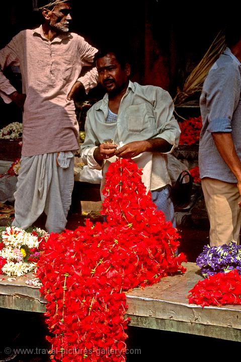 flower offerings at the Kalighat, Kali Temple