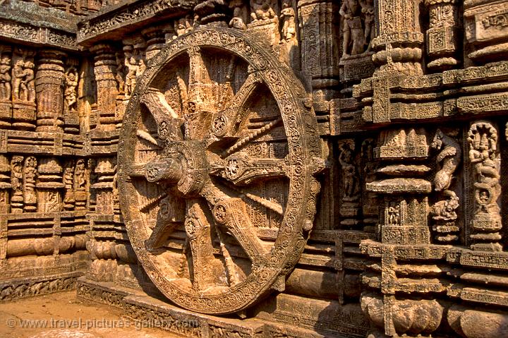 at the Sun Temple of Konarak, a chariot wheel in stone 
