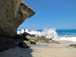 waves crashing on a rocky shore