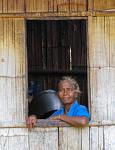 woman in a window pane