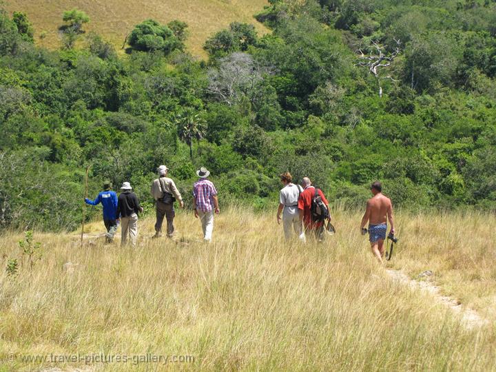 tourists exploring the Komodo National Park on foot