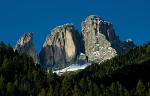 Sassolungo, Langkofel, towers over Campitello di Fassa