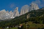 Sassolungo, Langkofel, towers over Campitello di Fassa