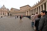 cue waiting to enter columns on St. Peter's Basilica