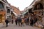 people and shops on the Rialto Bridge