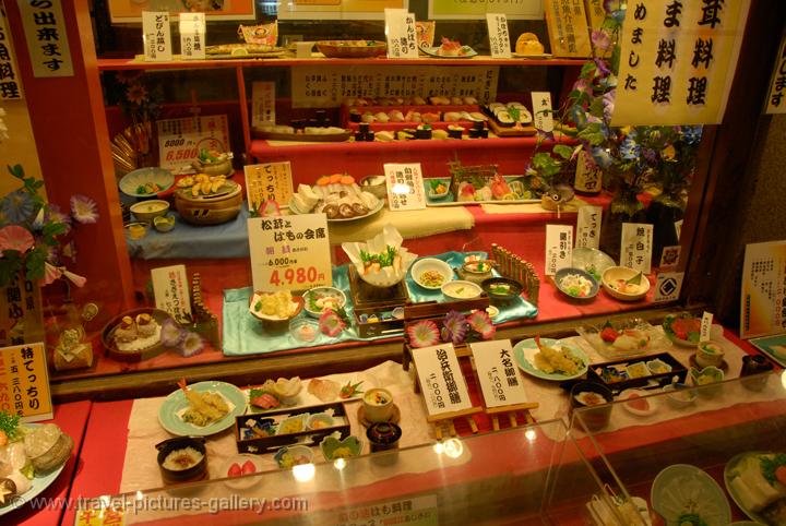 Pictures of Japan - Osaka - display in a restaurant, Dotonbori