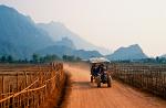 tractor on a country road, Red Cliffs