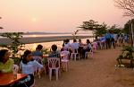 outdoor restaurant along the Mekong River