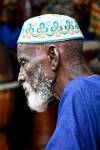 elderly Muslim man with an embroidered cap