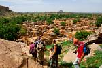 tourists trekking the Dogon Valley, Songo