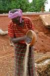 woman winnowing grain