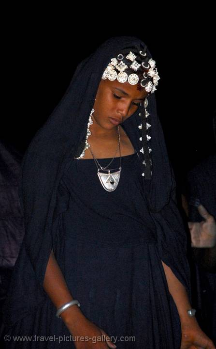 Tuareg girl wearing tradtional jewelry