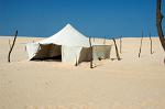 Bedouin tent, desert landscape in the south