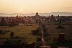 the plain with temples at sunset