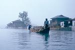 misty morning, boat on a canal