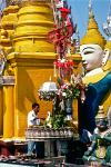 paying respects at the Shwedagon Pagoda