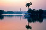 Kandawgyi Lake at sunset, Swhedagon Pagoda