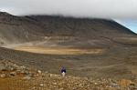 crossing the plateau at the foot of Mt Ngauruhoe
