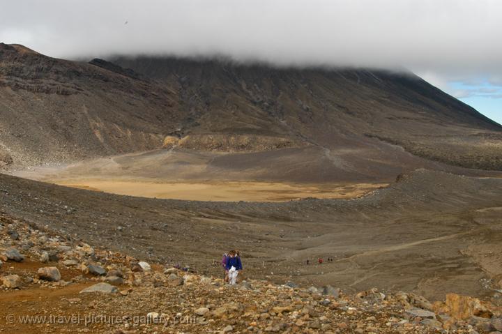 crossing the plateau at the foot of Mt Ngauruhoe