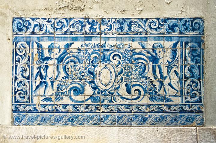 Azulejos, traditional blue tiles, Alfama, Lisbon