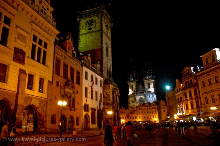the Old Town Square at night