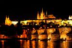 Charles Bridge, Prague Castle and St Vitus Cathedral at night