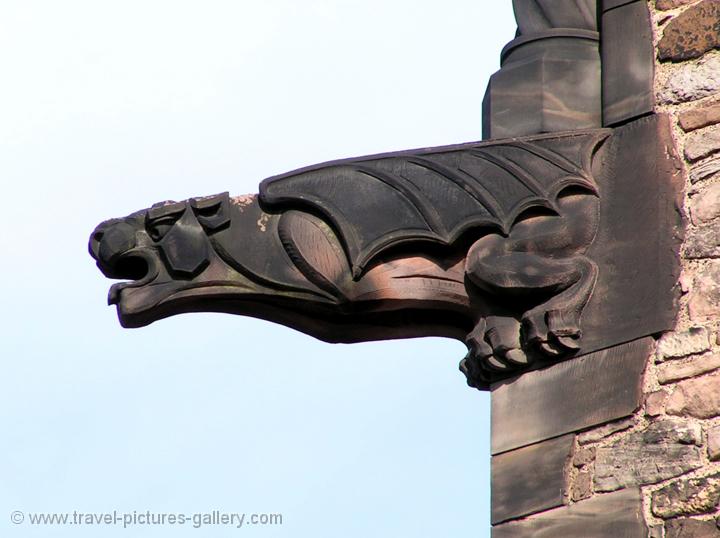 Pictures of Scotland- Edinburgh - dragon water spout, Edinburgh Castle