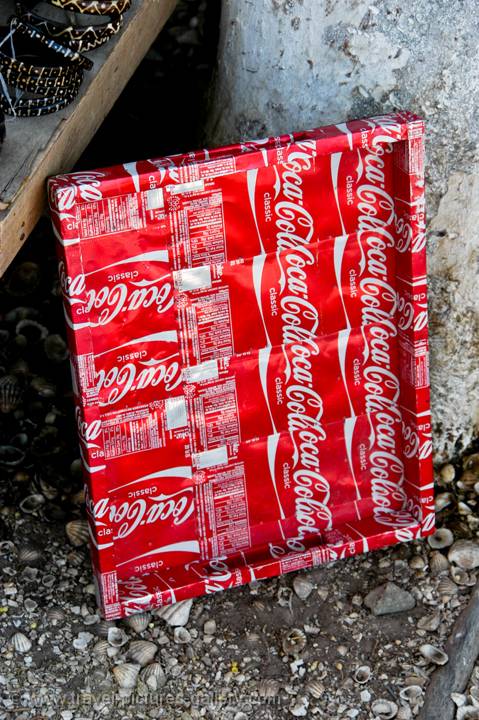 local arts and crafts, tray made of Coca Cola cans