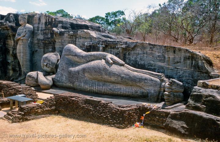 of Sri Lanka - Polonnaruwa - reclining Buddha statue at Gal Vihara