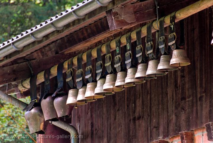 cowbells hanging from a farmhouse, Lauterbrunnen