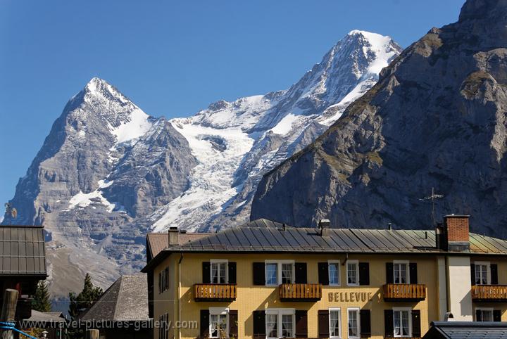 Eiger and Monch towering over Mrren