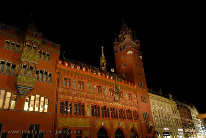 Basel, Town Hall, Rathaus, by night