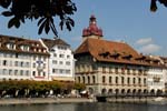 Lucerne, (Luzern), houses on the the waterfront, River Reuss