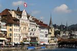 Lucerne, (Luzern), houses on the the waterfront, River Reuss
