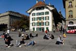 Berne, people enjoying the sun on a square