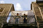 Aleppo, boys on a balcony in the Medina