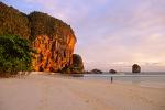 near deserted beach, sunset at Ao Nang Beach, Krabi